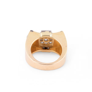 Bague Tank en platine et or