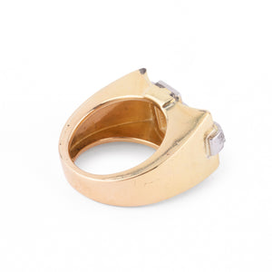 Bague Tank en platine et or