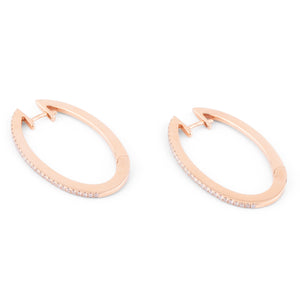 Boucles d'oreilles ovales en or rose et diamants