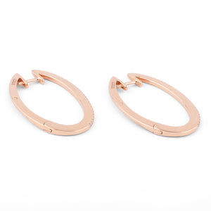 Boucles d'oreilles ovales en or rose et diamants