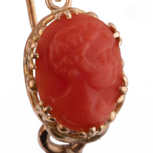 Boucles d'oreilles en corail sur or jaune Nap III