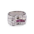 Bague en platine diamant et rubis