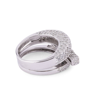 Bague en or gris et diamants asymétrique