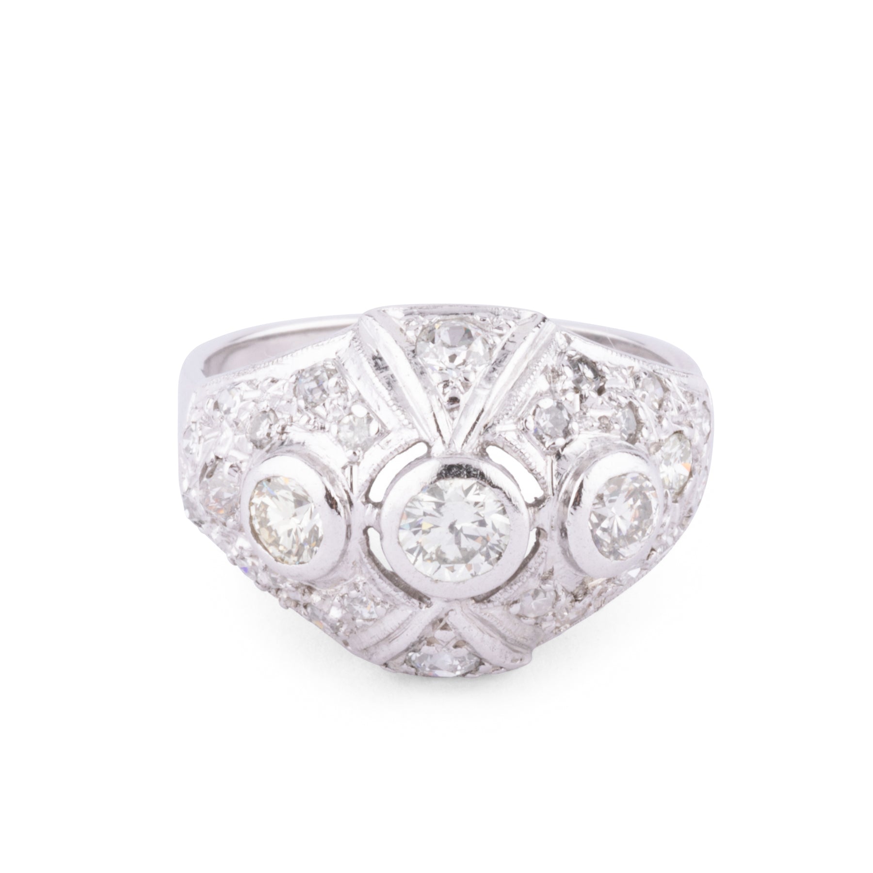 Bague dôme en platine