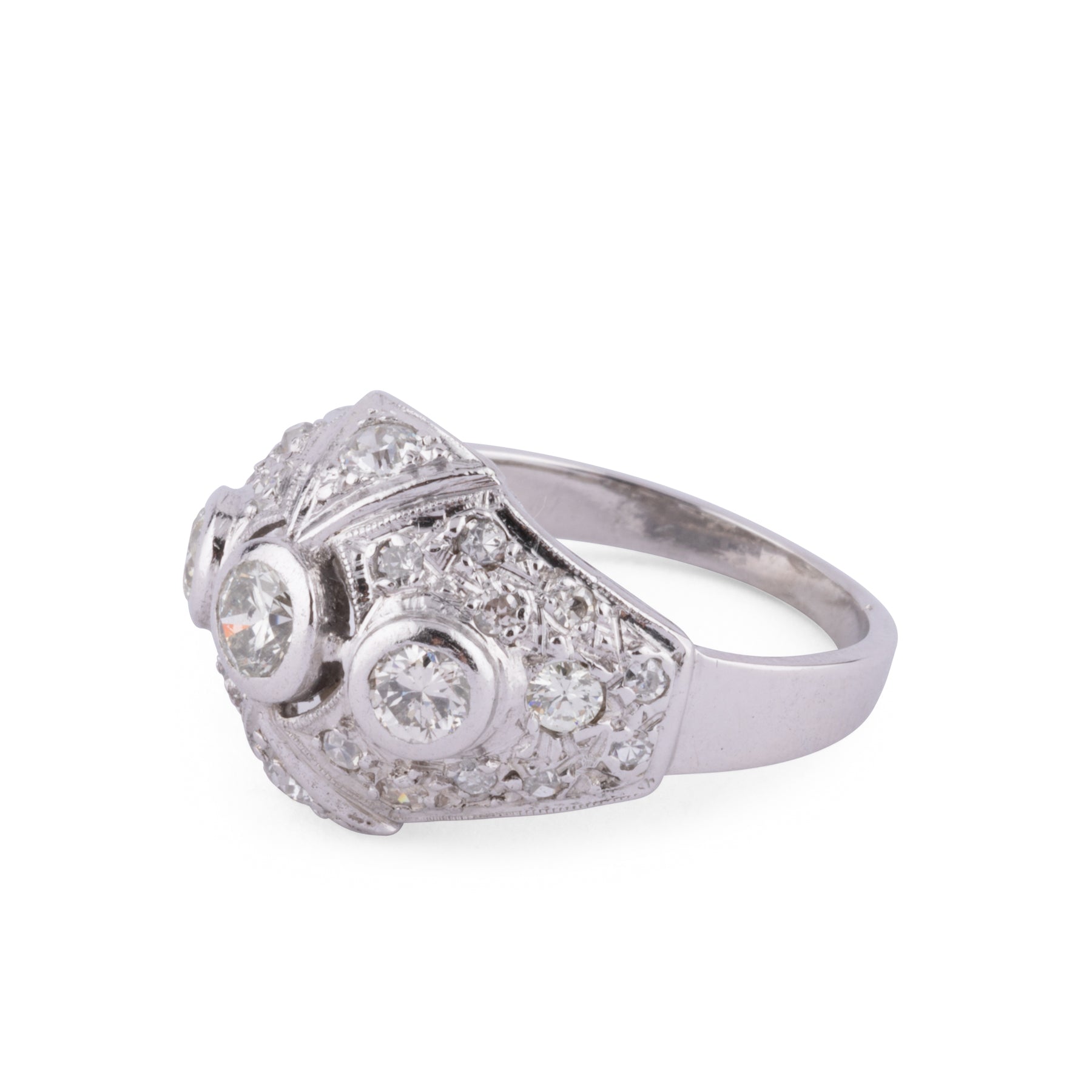 Bague dôme en platine