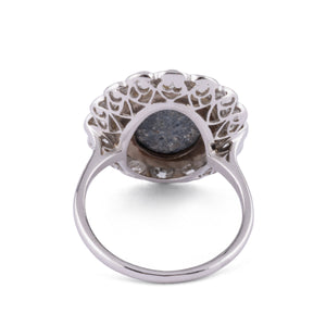 Bague en platine diamants et opale