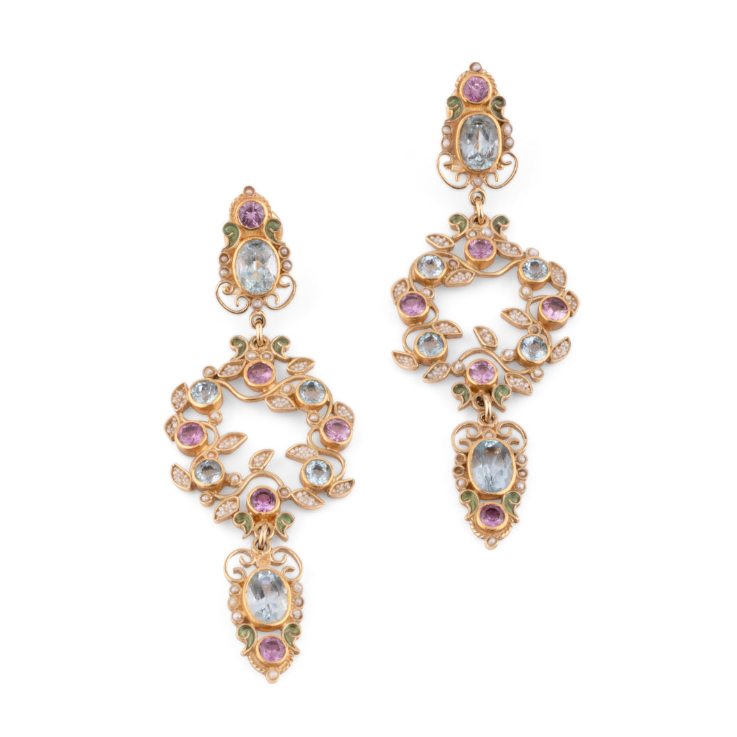 Boucles d'oreilles or jaune  formant de fleurs du créateur Papi Percossi