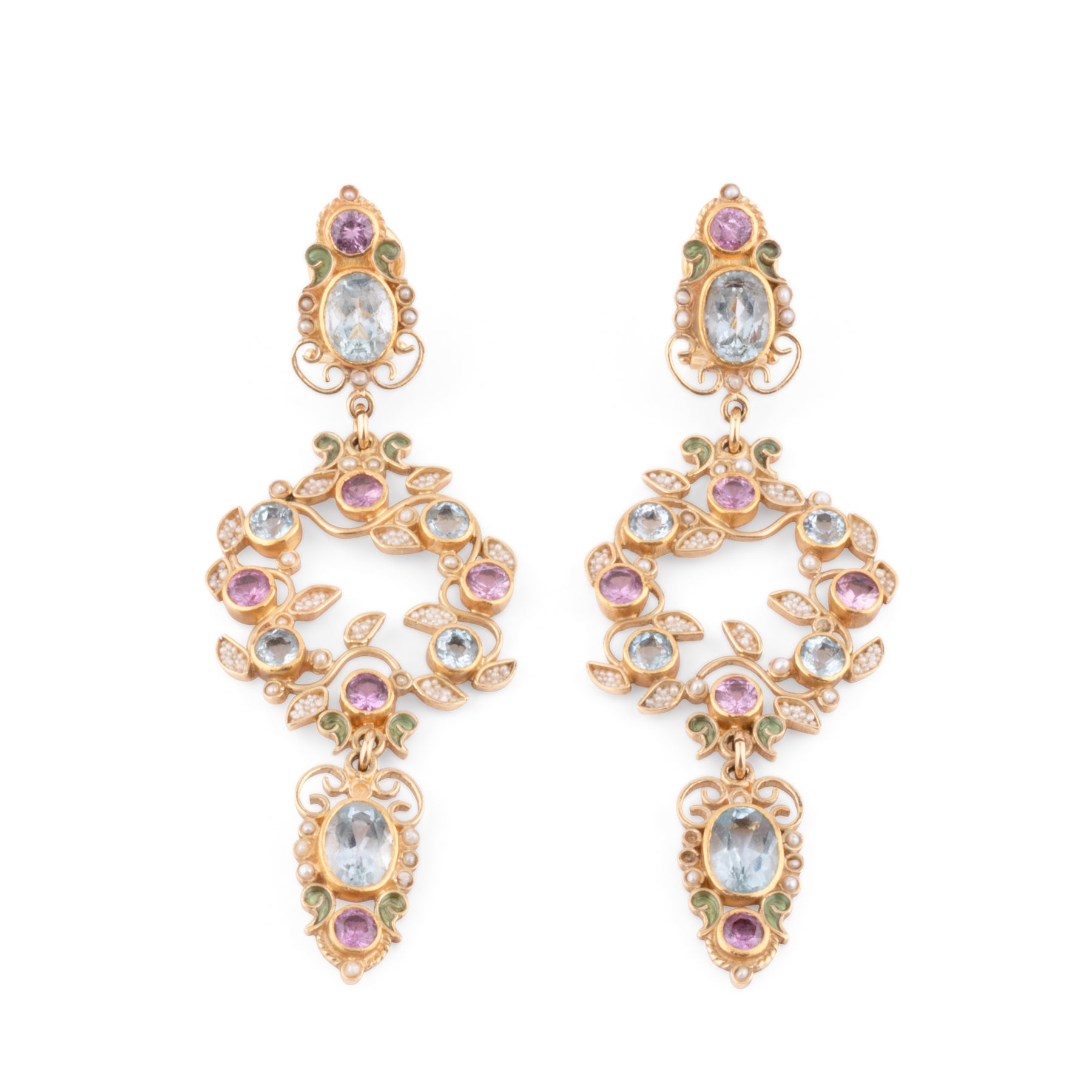 Boucles d'oreilles or jaune  formant de fleurs du créateur Papi Percossi