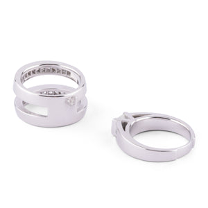 Bague or gris et diamant princesse