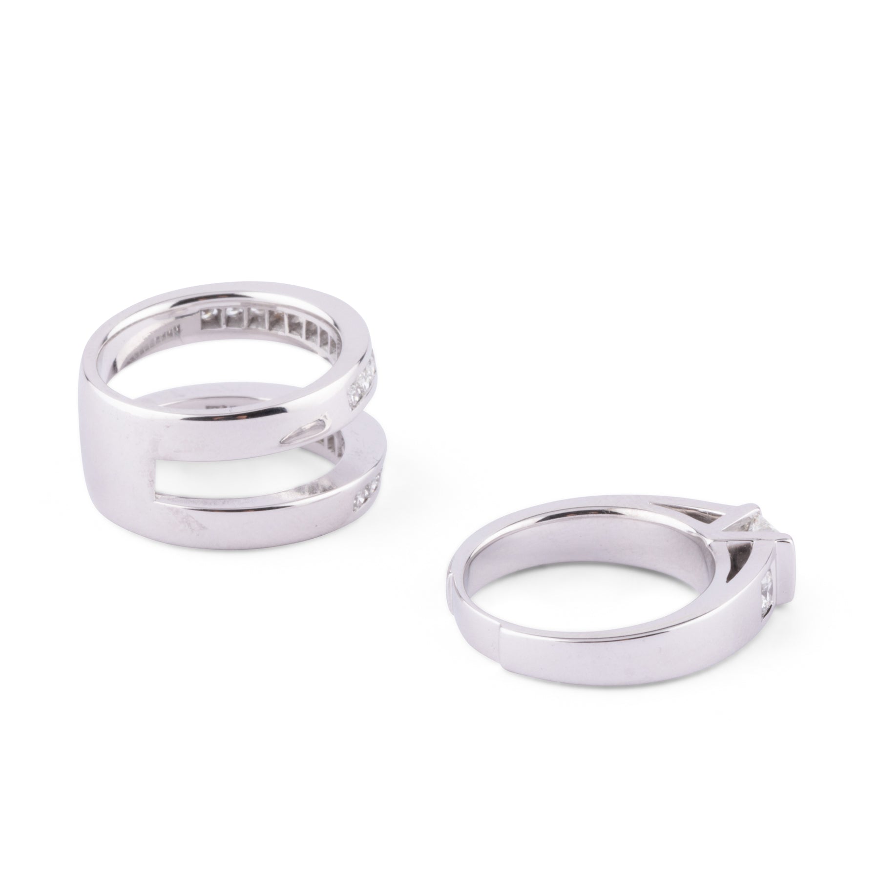 Bague or gris et diamant princesse