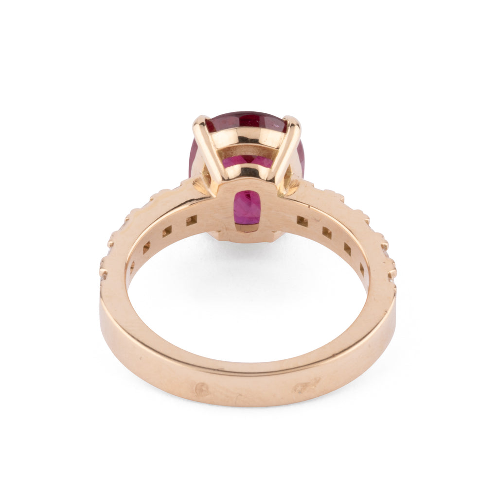 Bague or jaune rubis et diamants princesse