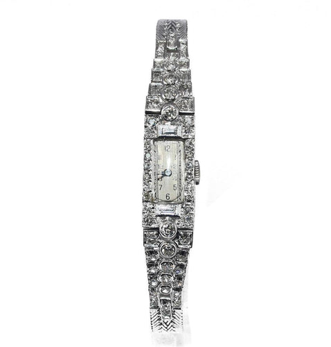 Montre en platine et diamants Art Deco - adalgyseboutique