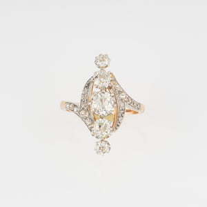 Bague or marquise diamants