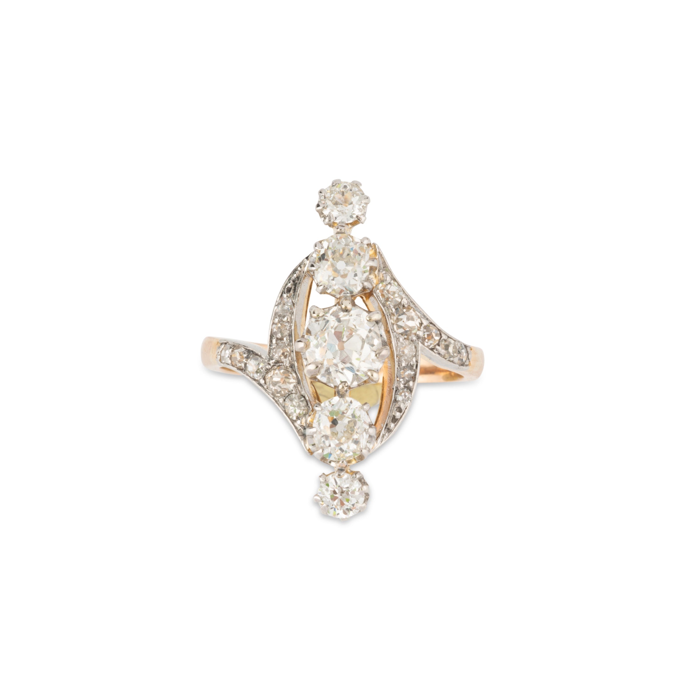 Bague or marquise diamants