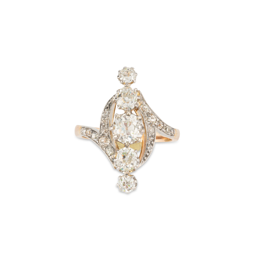 Bague or marquise diamants