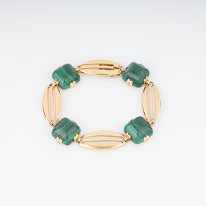 Bracelet en or jaune et malachite en pain de sucre