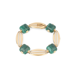 Bracelet en or jaune et malachite en pain de sucre