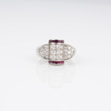 Charger l&#39;image dans la galerie, Bague platine et diamant ornée de rubis qualibrés
