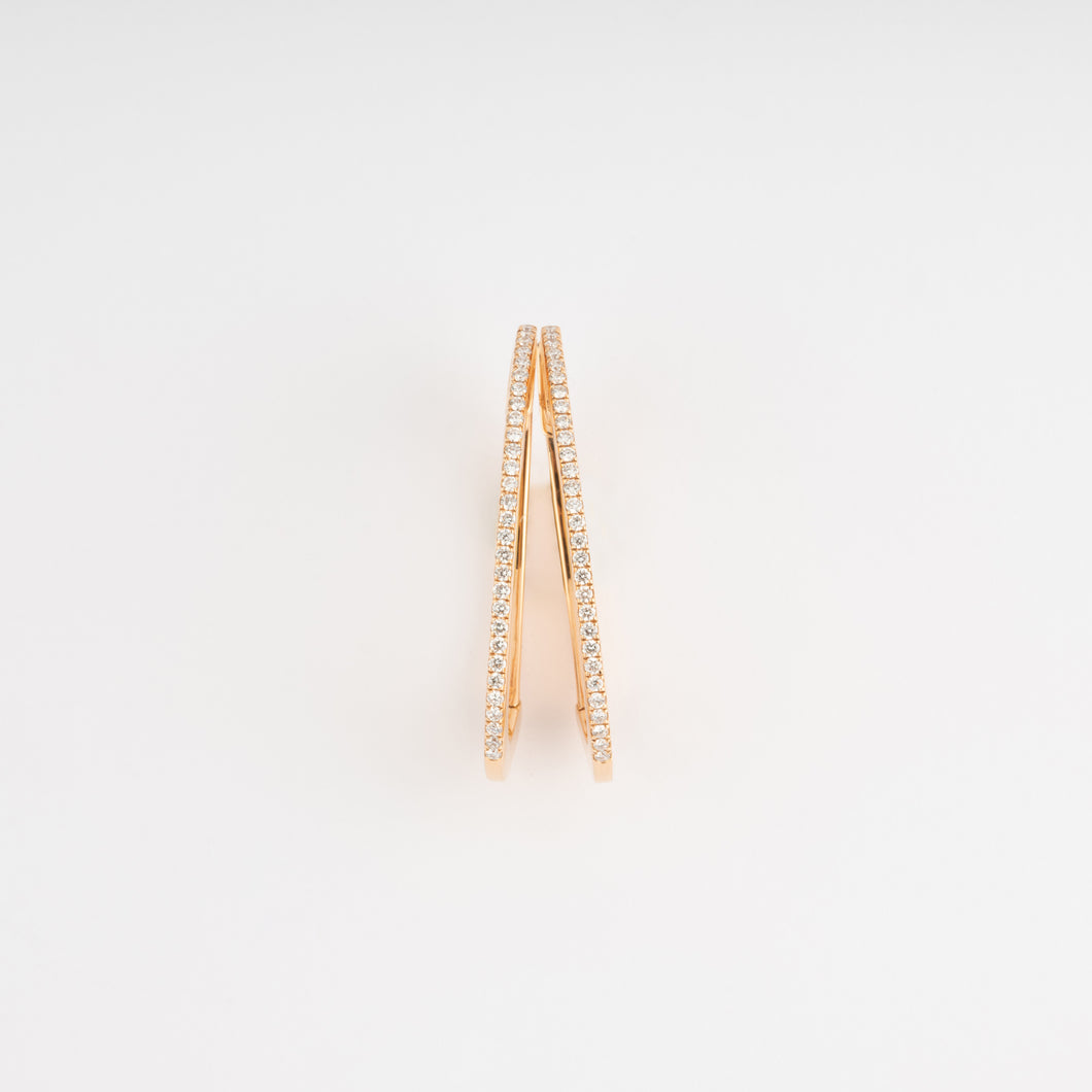 Boucles d'oreilles ovales en or rose et diamants