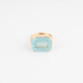 Bague aigue marine lactée et diamant sur or jaune