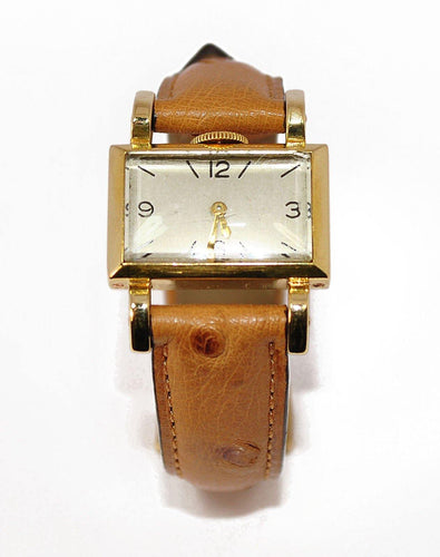 Montre rectangle or jaune 18kt mécanique datant vers 1950 - adalgyseboutique