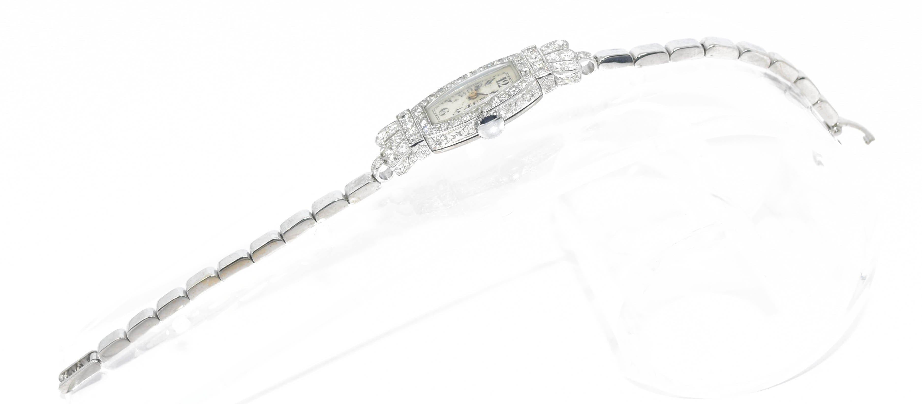 Montre Platine et Diamants 1930 - adalgyseboutique