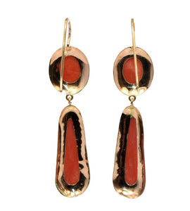 Paire de boucles d'oreilles en corail et or jaune - adalgyseboutique