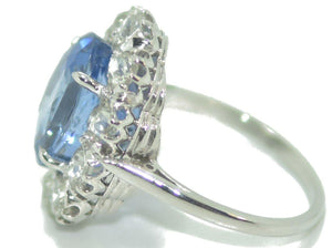 Bague entourage  Saphir de Ceylan ovale et diamant - adalgyseboutique