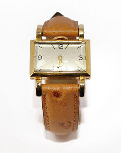 Montre rectangle or jaune 18kt mécanique datant vers 1950 - adalgyseboutique