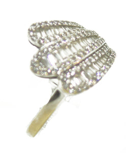 Bague or gris moderne diamant baguette - adalgyseboutique