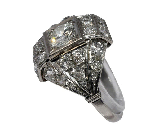 Bague des années 30 Art déco en platine - adalgyseboutique