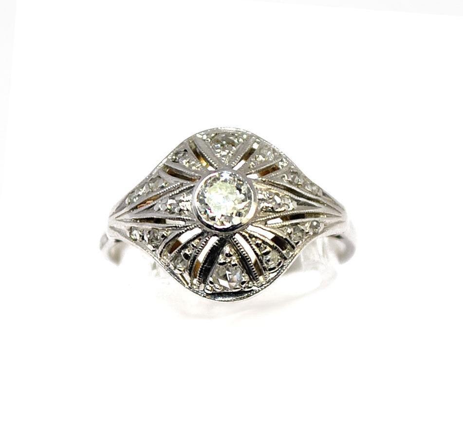 Bague dôme 1930 or gris - adalgyseboutique