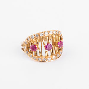 Bague or jaune et rubis