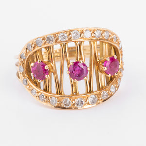 Bague or jaune et rubis