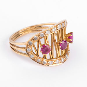 Bague or jaune et rubis