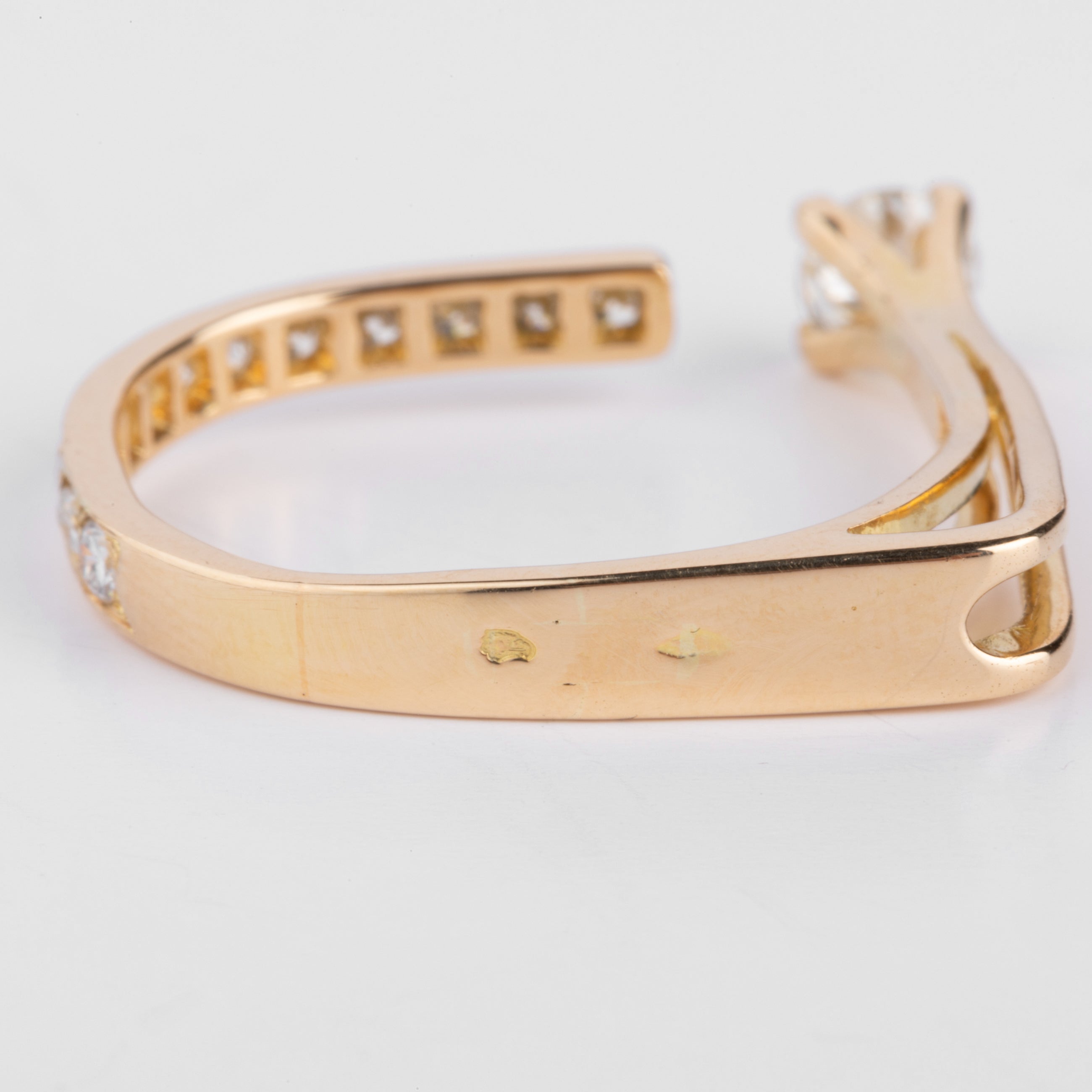 Bague ouverte or jaune et diamant design