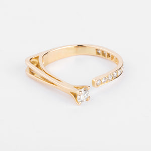 Bague ouverte or jaune et diamant design
