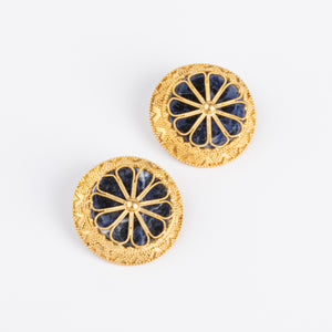 Boucles d'oreilles du créateur grec Ilias Lalaounis en or et sodalite