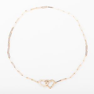 Collier or rose Dinh Van formant 2 cœurs