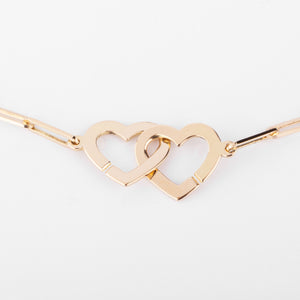 Collier or rose Dinh Van formant 2 cœurs