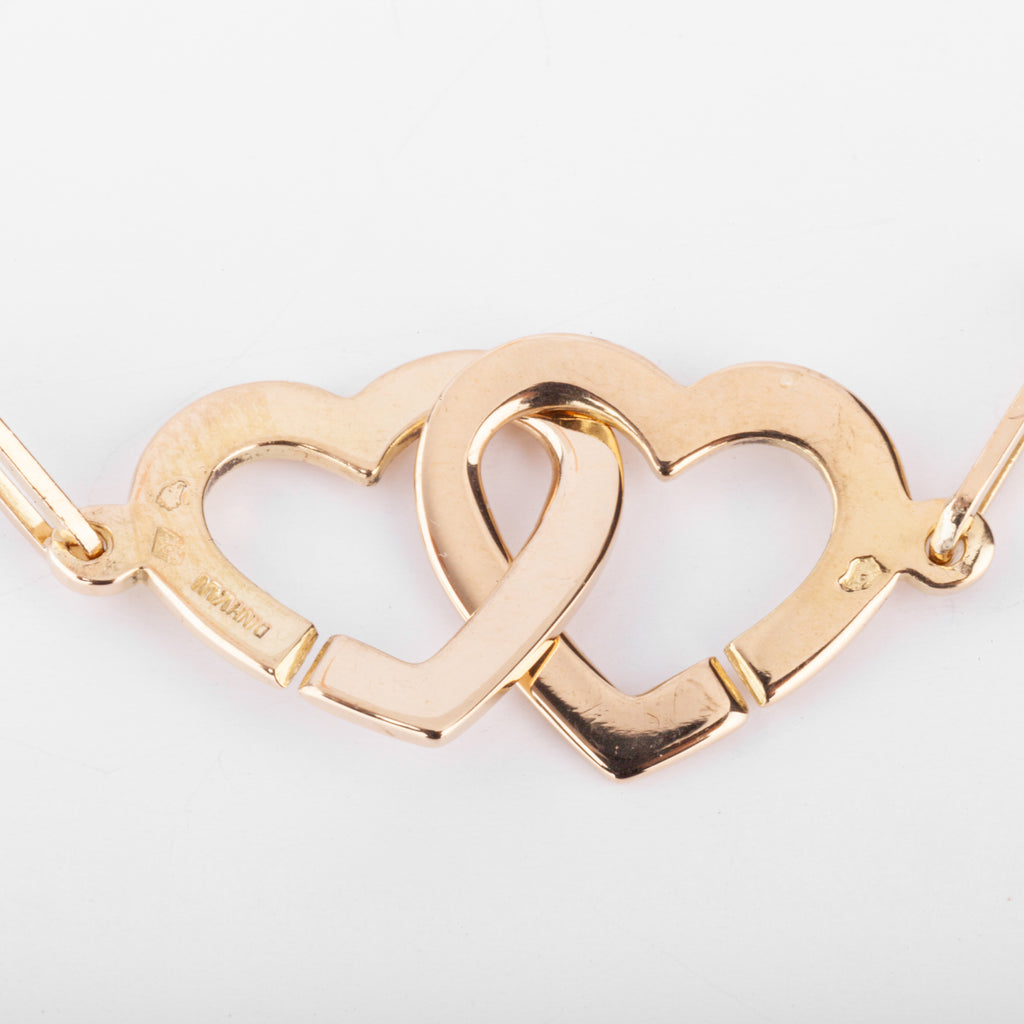 Collier or rose Dinh Van formant 2 cœurs