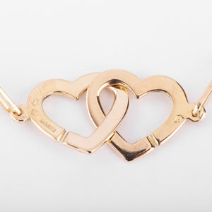 Collier or rose Dinh Van formant 2 cœurs