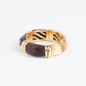 Bracelet jonc OJ Perrin en or jaune et bois d'amourette
