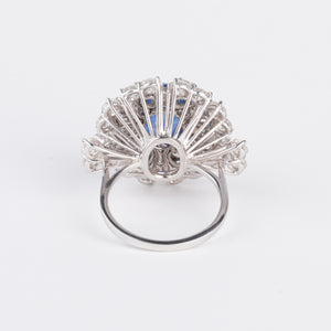 Bague cocktail en diamants et saphir cabochon