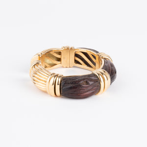 Bracelet jonc OJ Perrin en or jaune et bois d'amourette