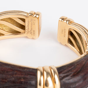 Bracelet jonc OJ Perrin en or jaune et bois d'amourette