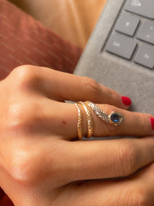 Bague serpent bi-colore en saphir