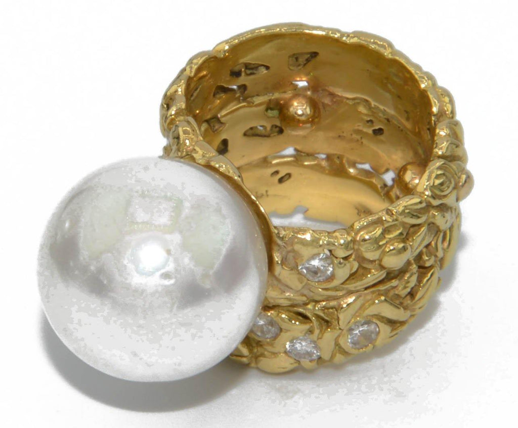 Bague or jaune et Perle - adalgyseboutique