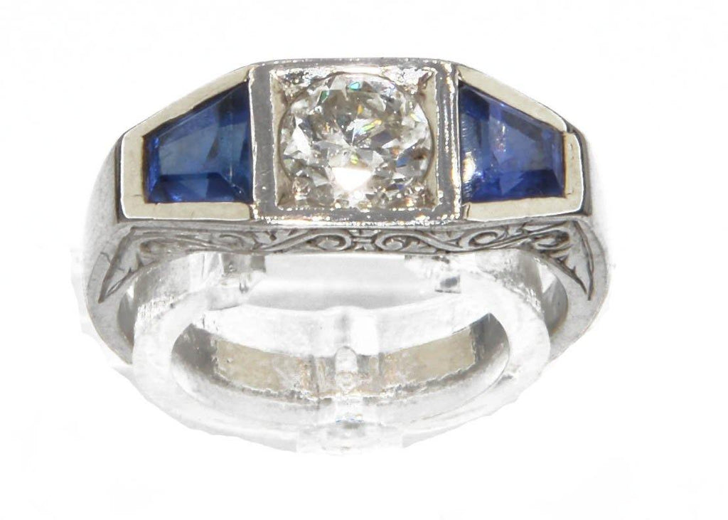 Bague jarretière en or gris diamant et saphirs - adalgyseboutique