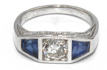 Charger l&#39;image dans la galerie, Bague jarretière en or gris diamant et saphirs - adalgyseboutique
